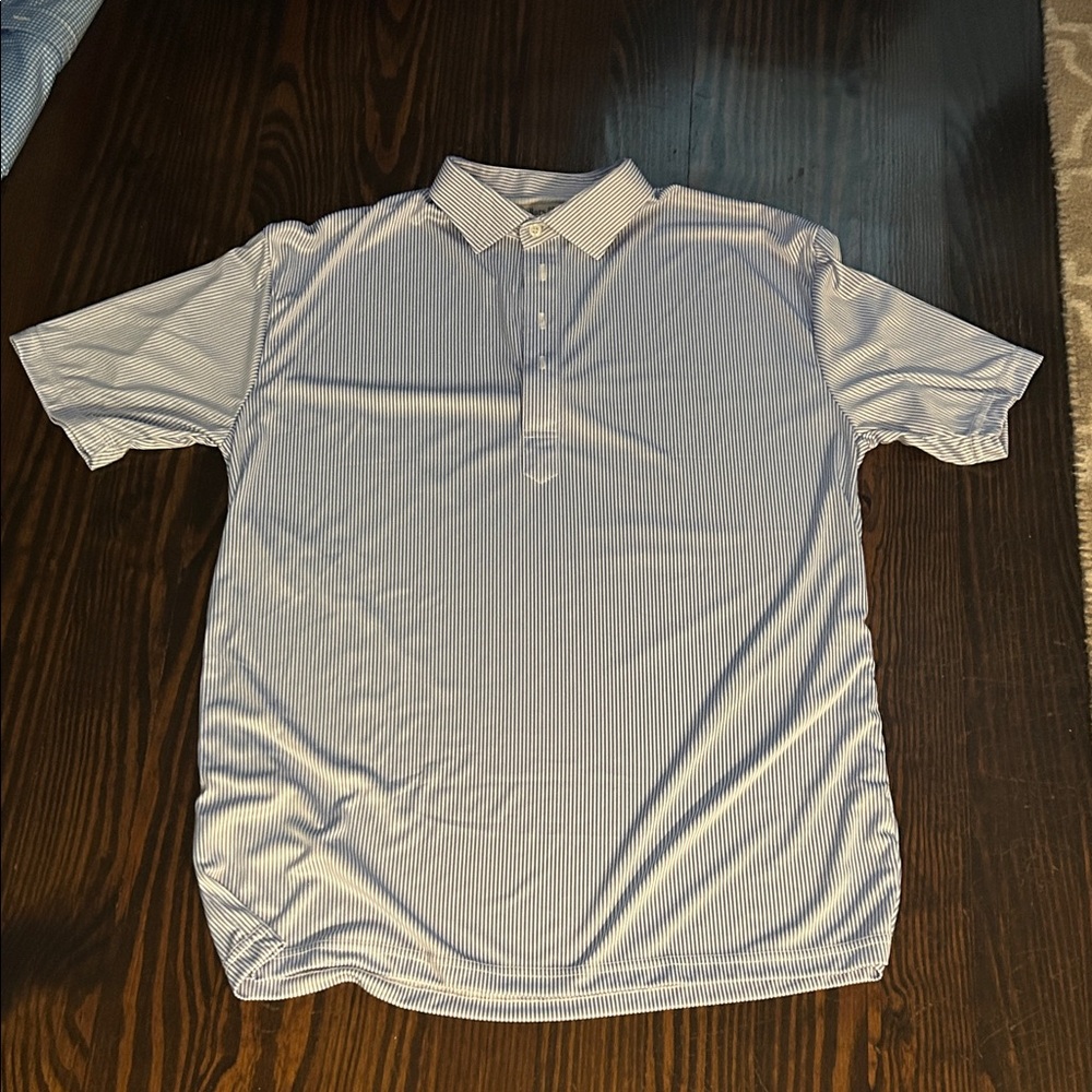 Men's Light Blue Striped Polo Shirt